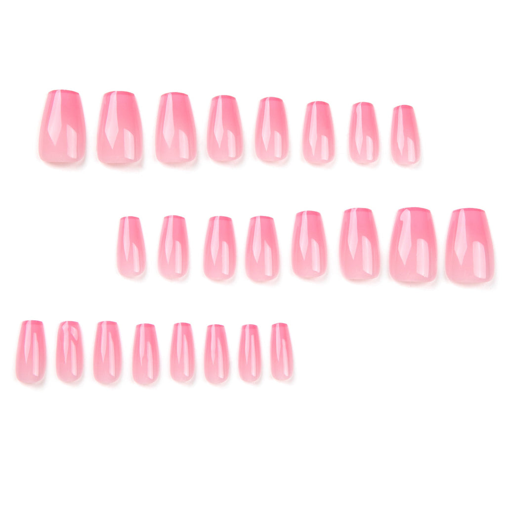 Pink Fade French short press-on nails