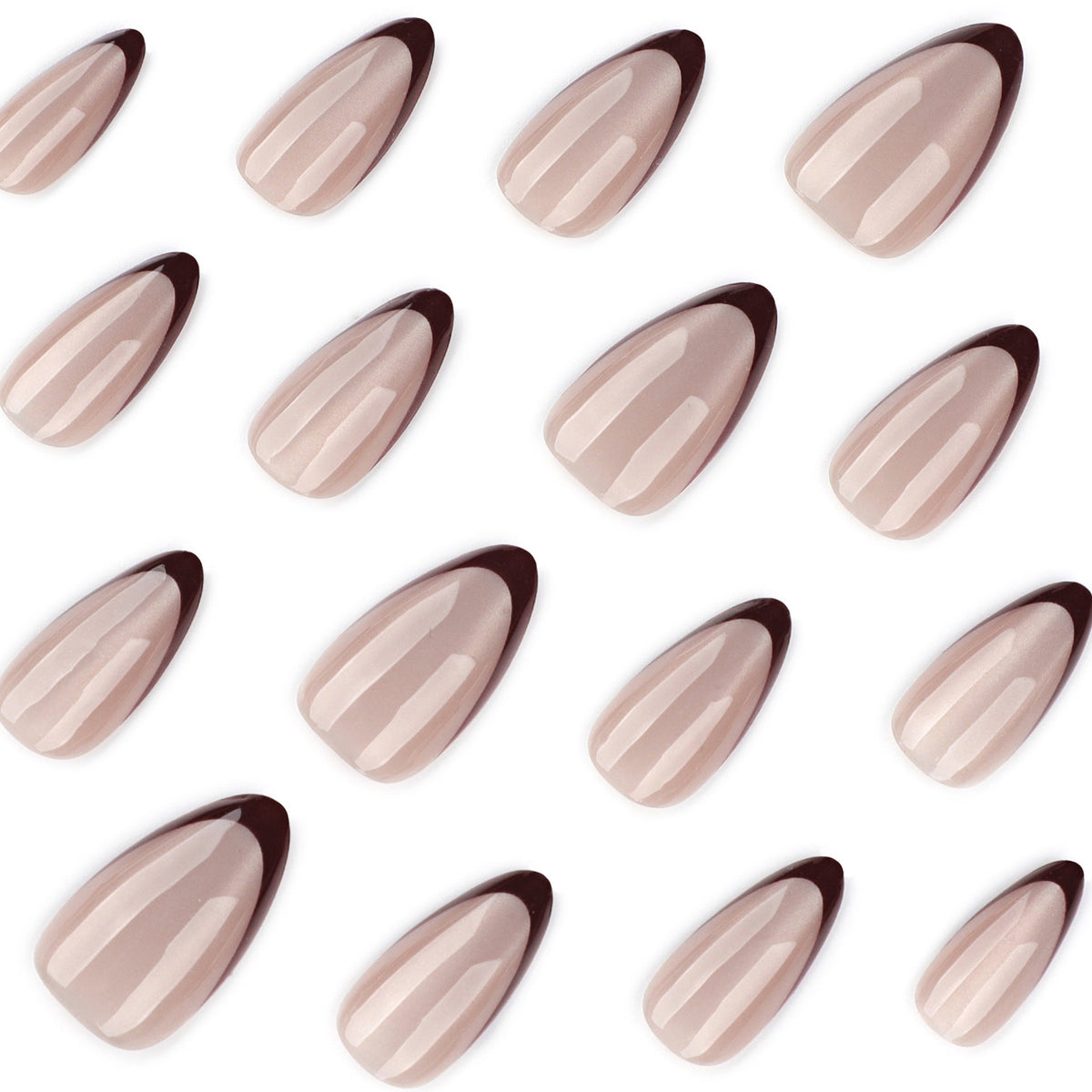 Ruby Cat Eye French medium almond press-on nails
