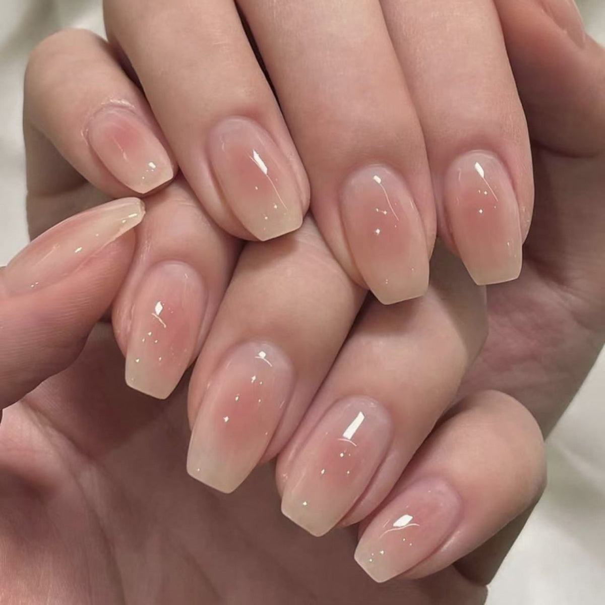 Nude Sheer Gradient short square press-on nails