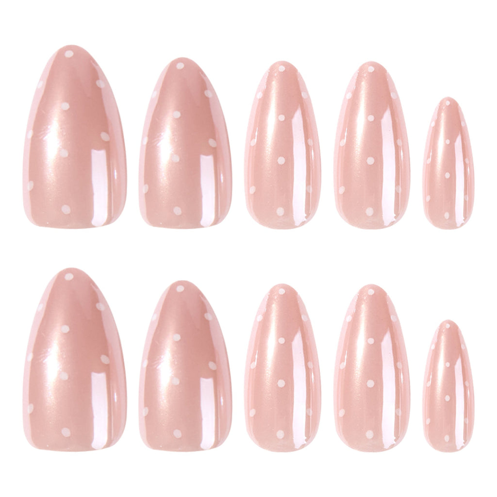 Pink Polka Dot Almond press-on nails