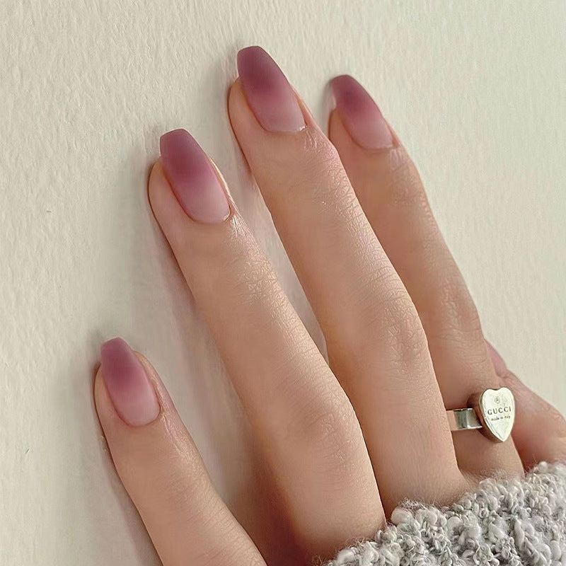Smoky Grape matte short press-on nails