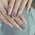 Silver Serpent Flame 3D rhinestone press-on nails