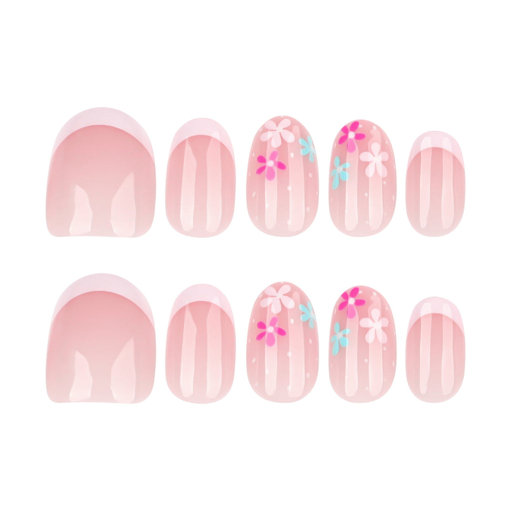 Rose Blossom short round press-on nails
