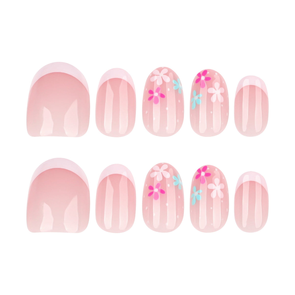 Rose Blossom short round press-on nails