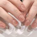 Blush Haze mini square press-on nails