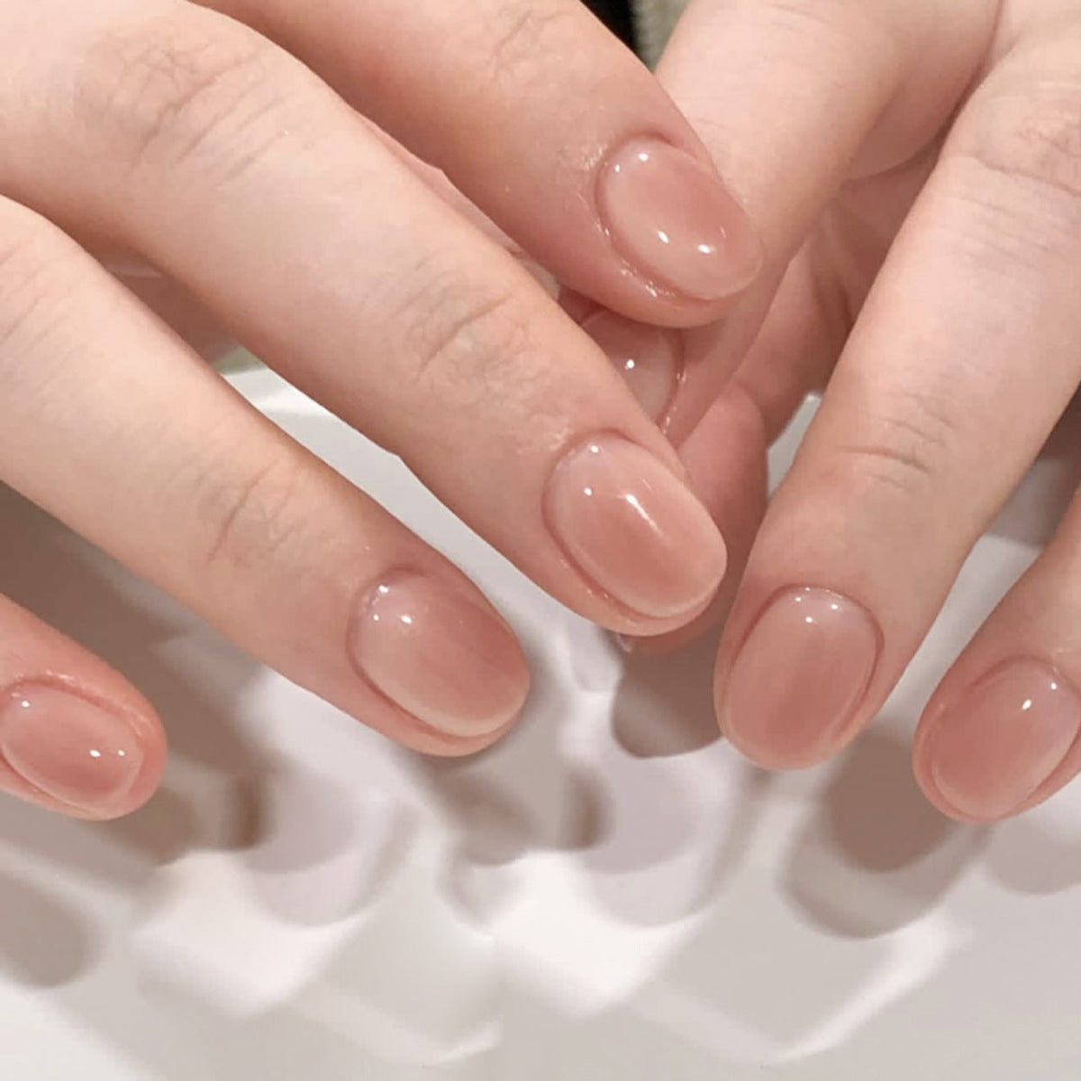 Blush Haze mini square press-on nails