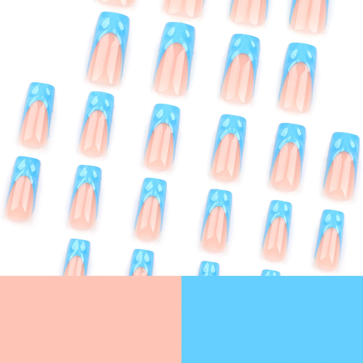 Blue Sculpted French 3D press-on nails