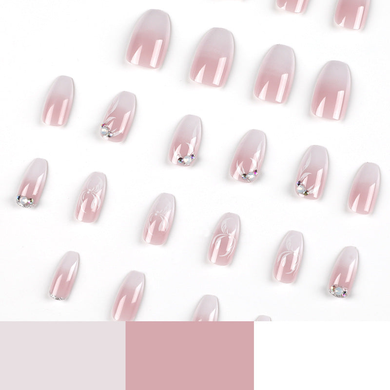 Petal Crystal Fade short press-on nails