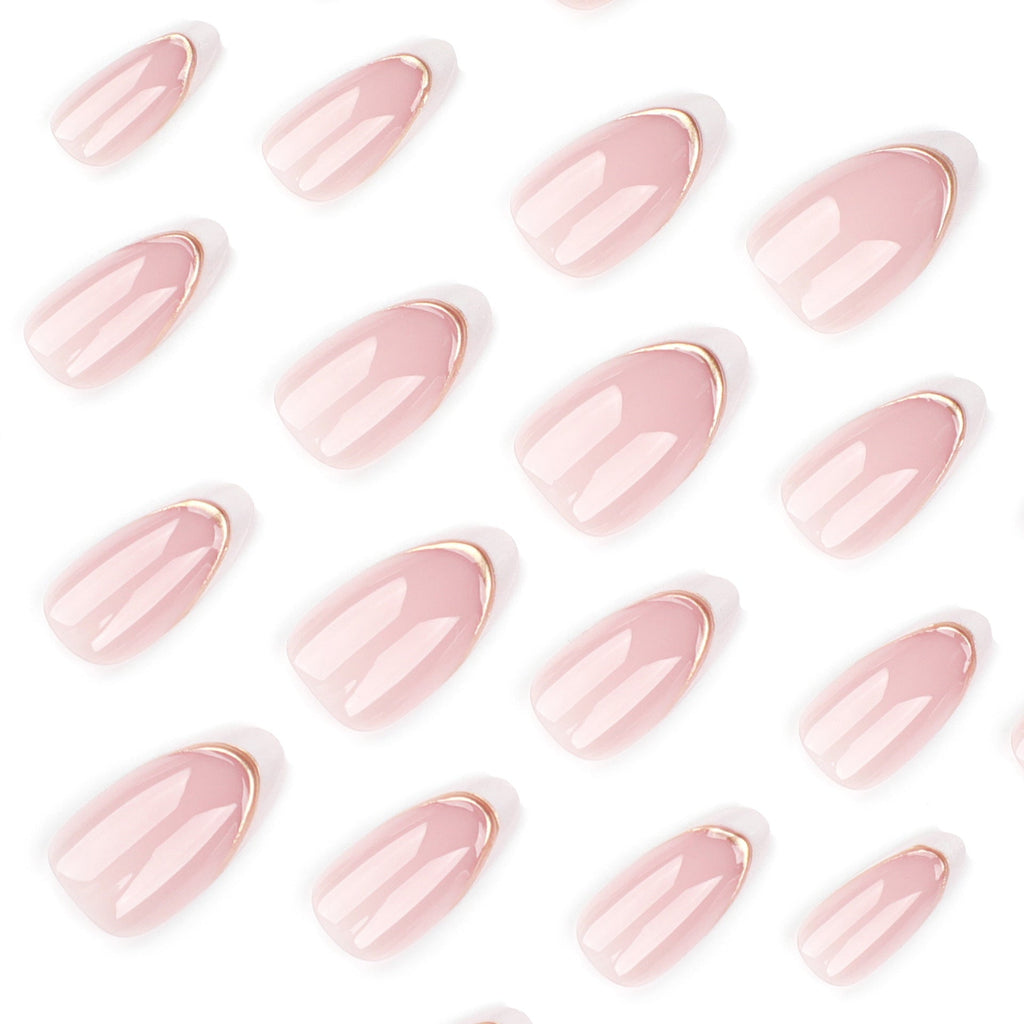 Gilded Stripe French 3D press-on nails