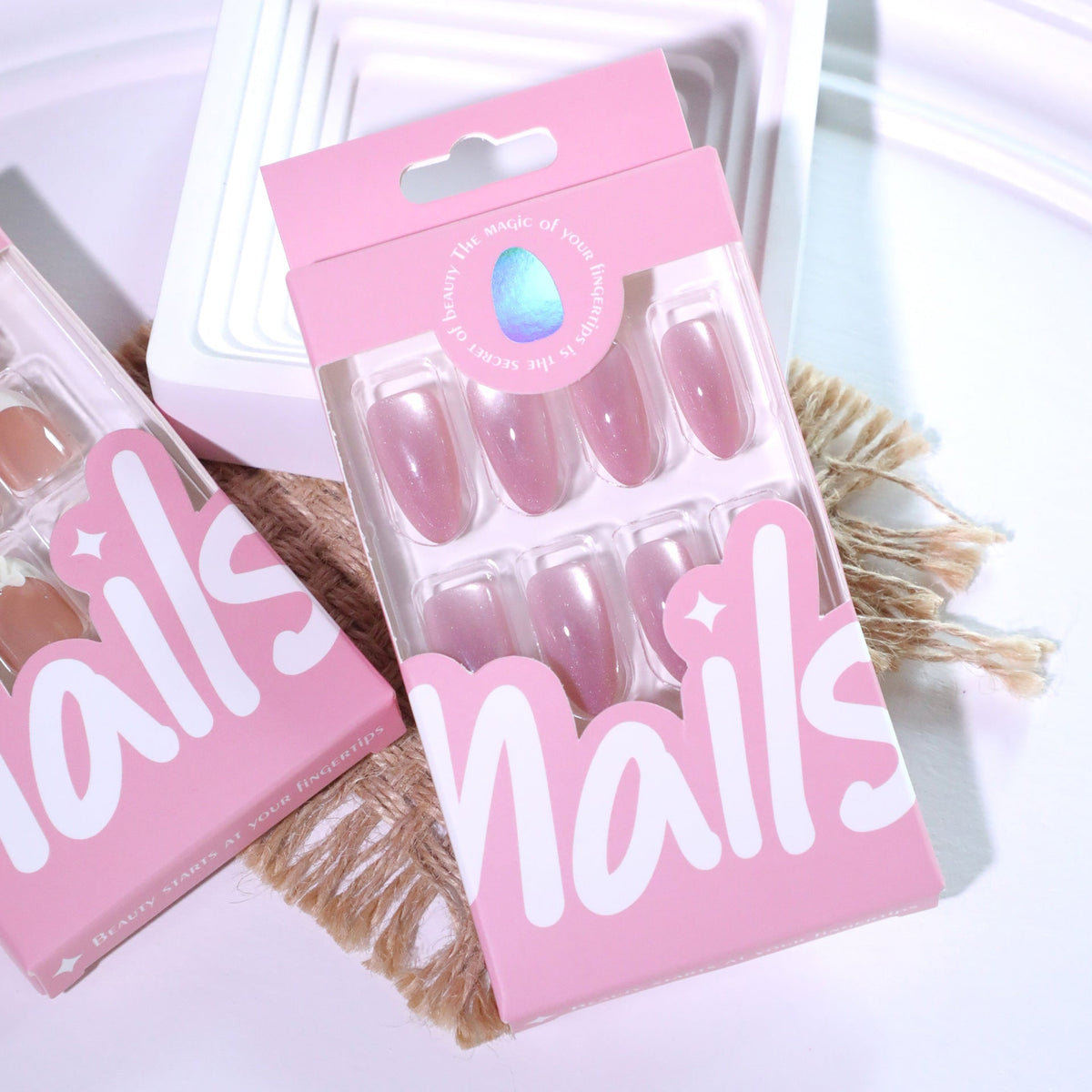 Bare Spark Cat Eye rhinestone almond press-on nails