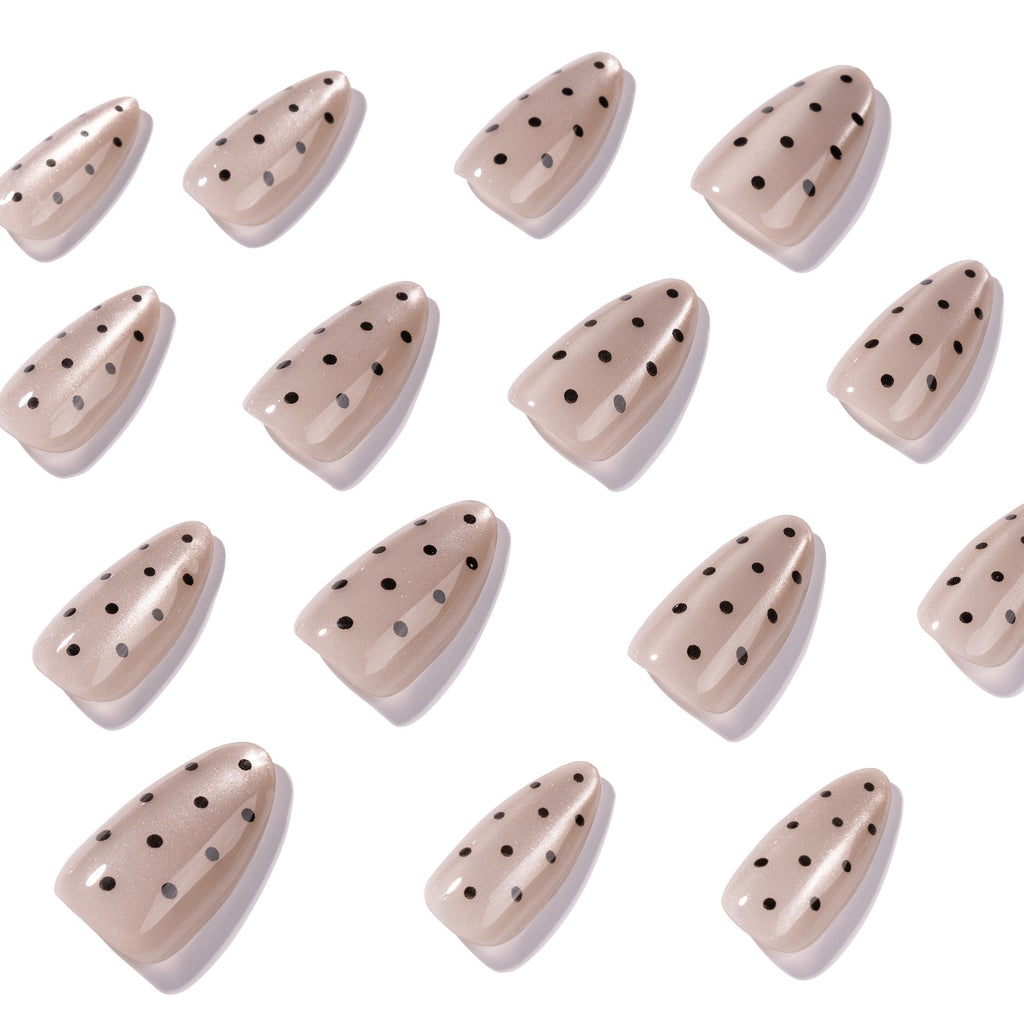 Sheer Nude Dot almond press-on nails