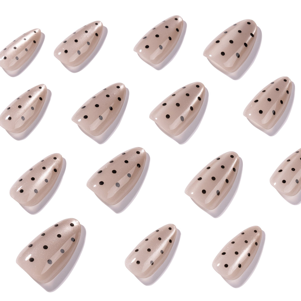 Sheer Nude Dot almond press-on nails