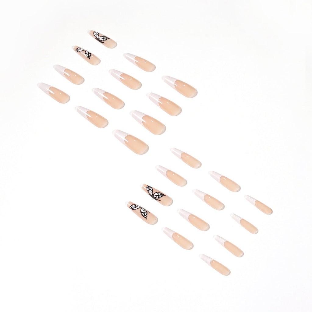 Butterfly French long coffin press-on nails