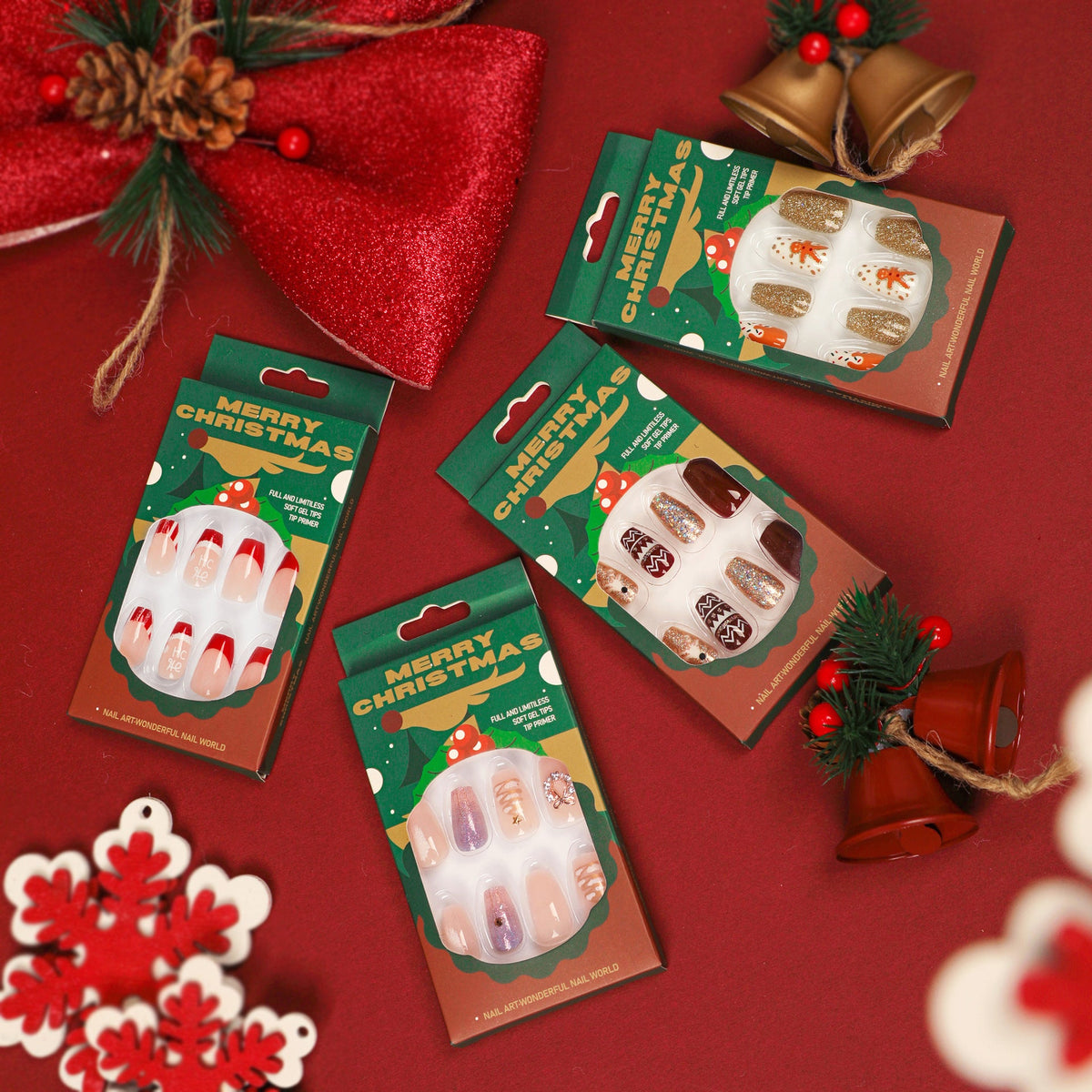 Holiday Reindeer Ballet Christmas press-on nails