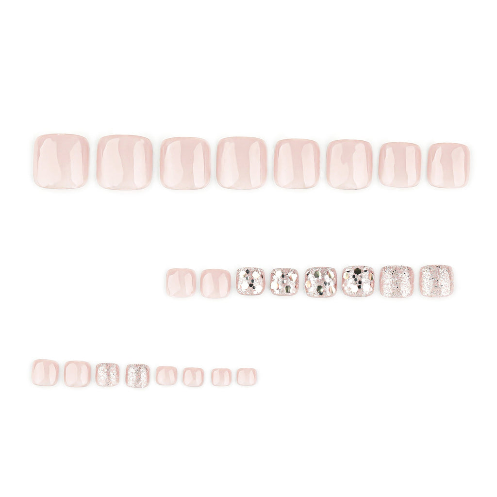 Starlit Cat Eye glitter press-on toenails