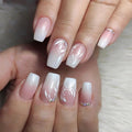 Petal Crystal Fade short press-on nails