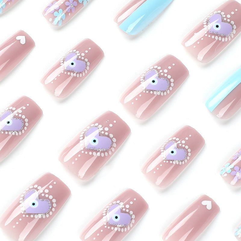 Flame and Bloom Mix glitter press-on nails