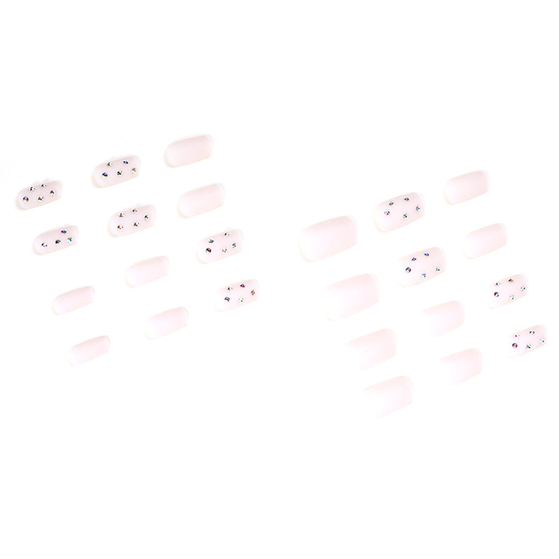 Bare Frost French rhinestone press-on nails