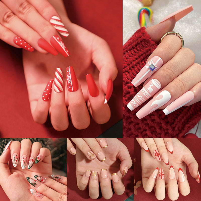 Winter Cheer holiday short almond press-on nails, alternate view 3