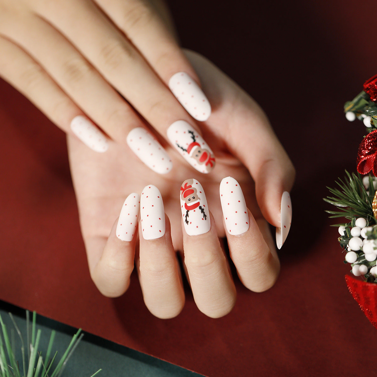 Winter Cheer holiday short almond press-on nails, alternate view 24