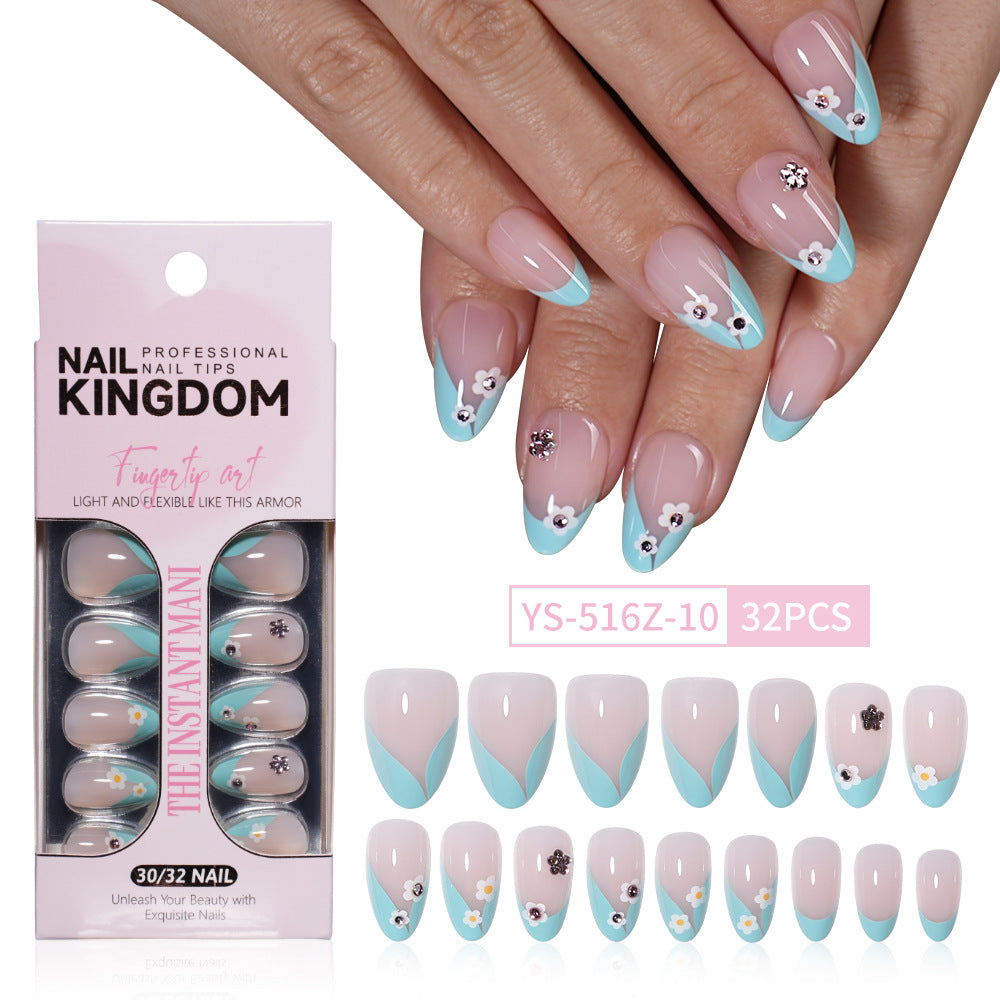 Daisy French floral 32-piece press-on nail set
