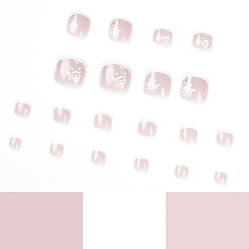 Rose French press-on toenails
