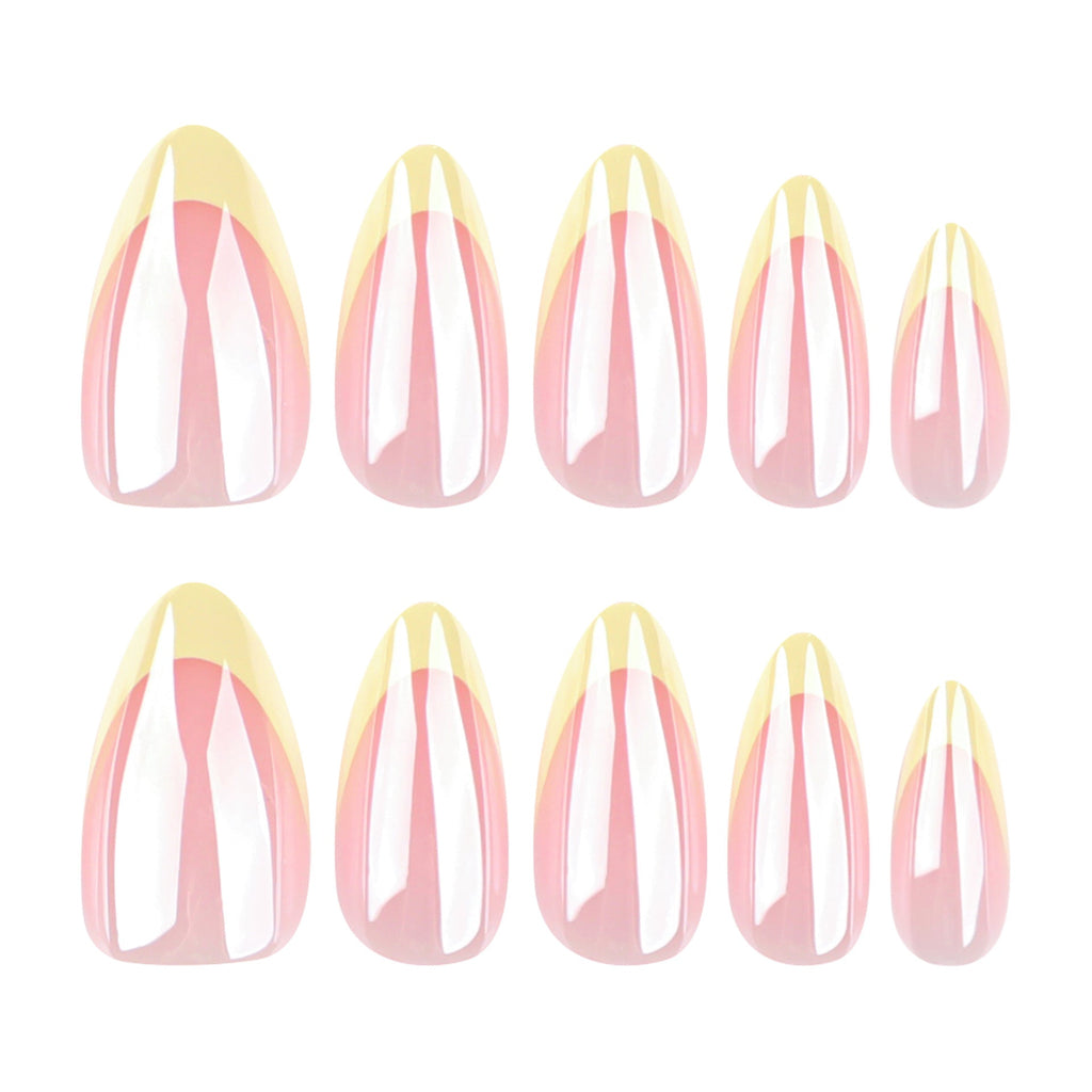 Lemon French Almond short press-on nails