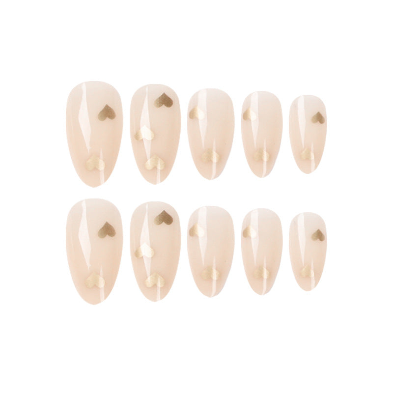 Nude Heart French short square press-on nails