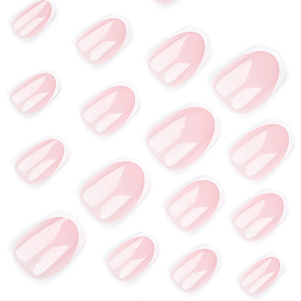 Classic Blush French short round press-on nails