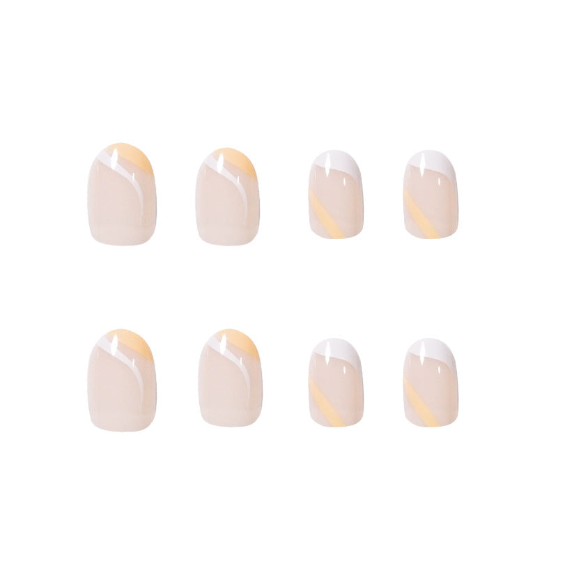Citrus French white and orange press-on nails