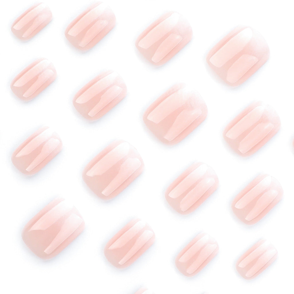 Blush White Fade short square press-on nails