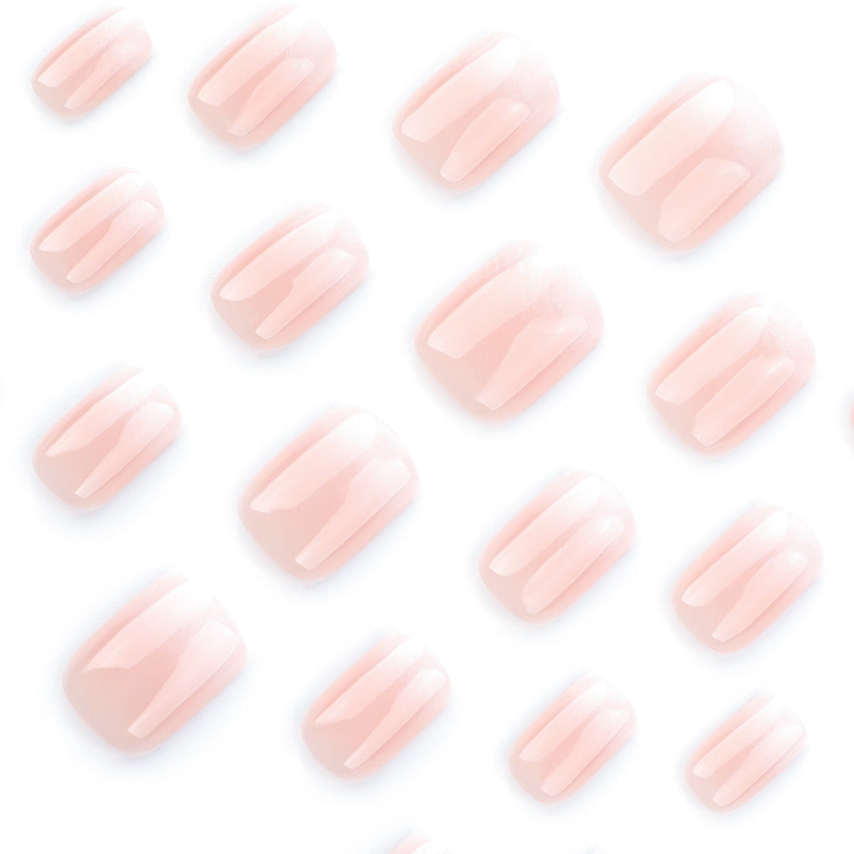 Blush White Fade short square press-on nails