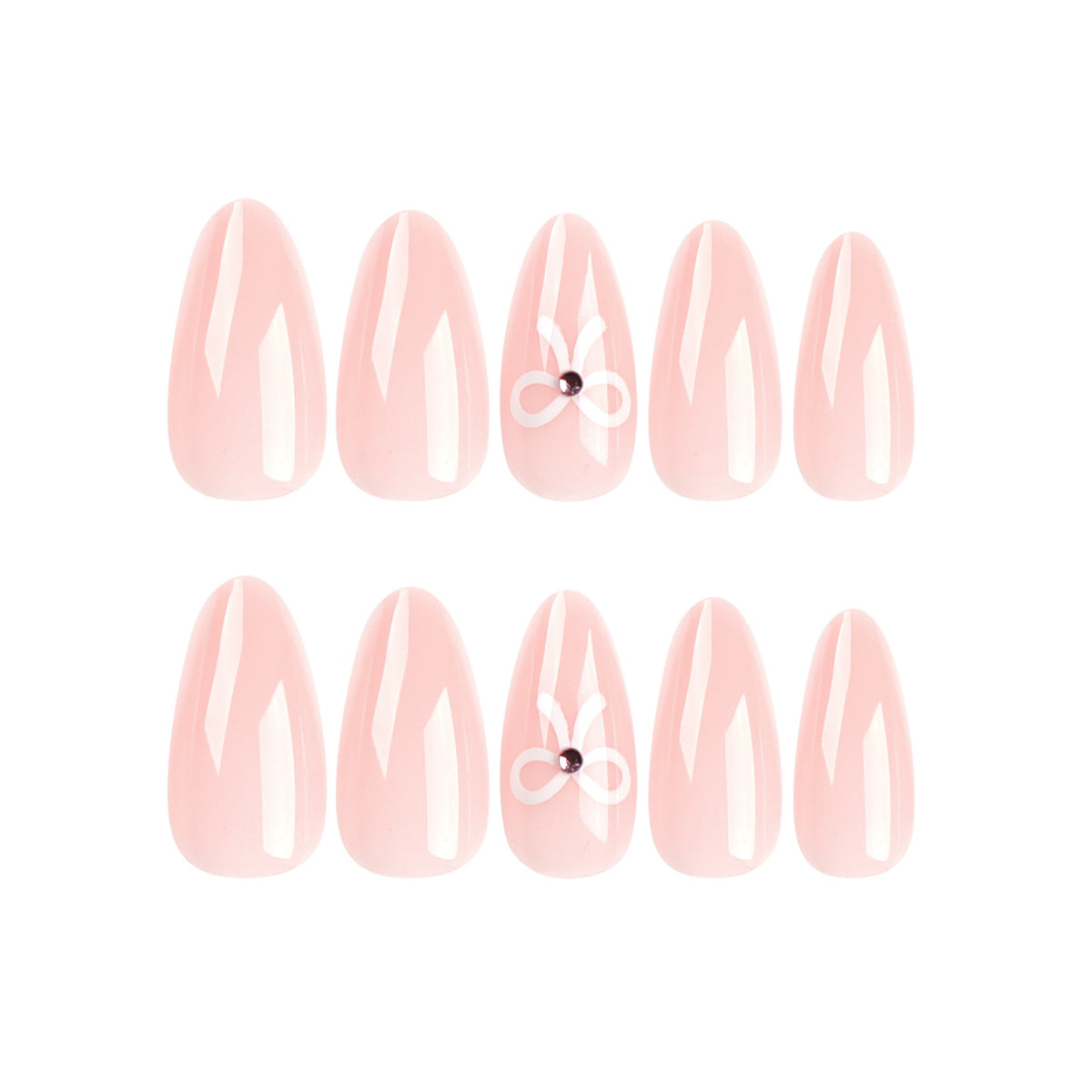 Ivory Bow short nude press-on nails