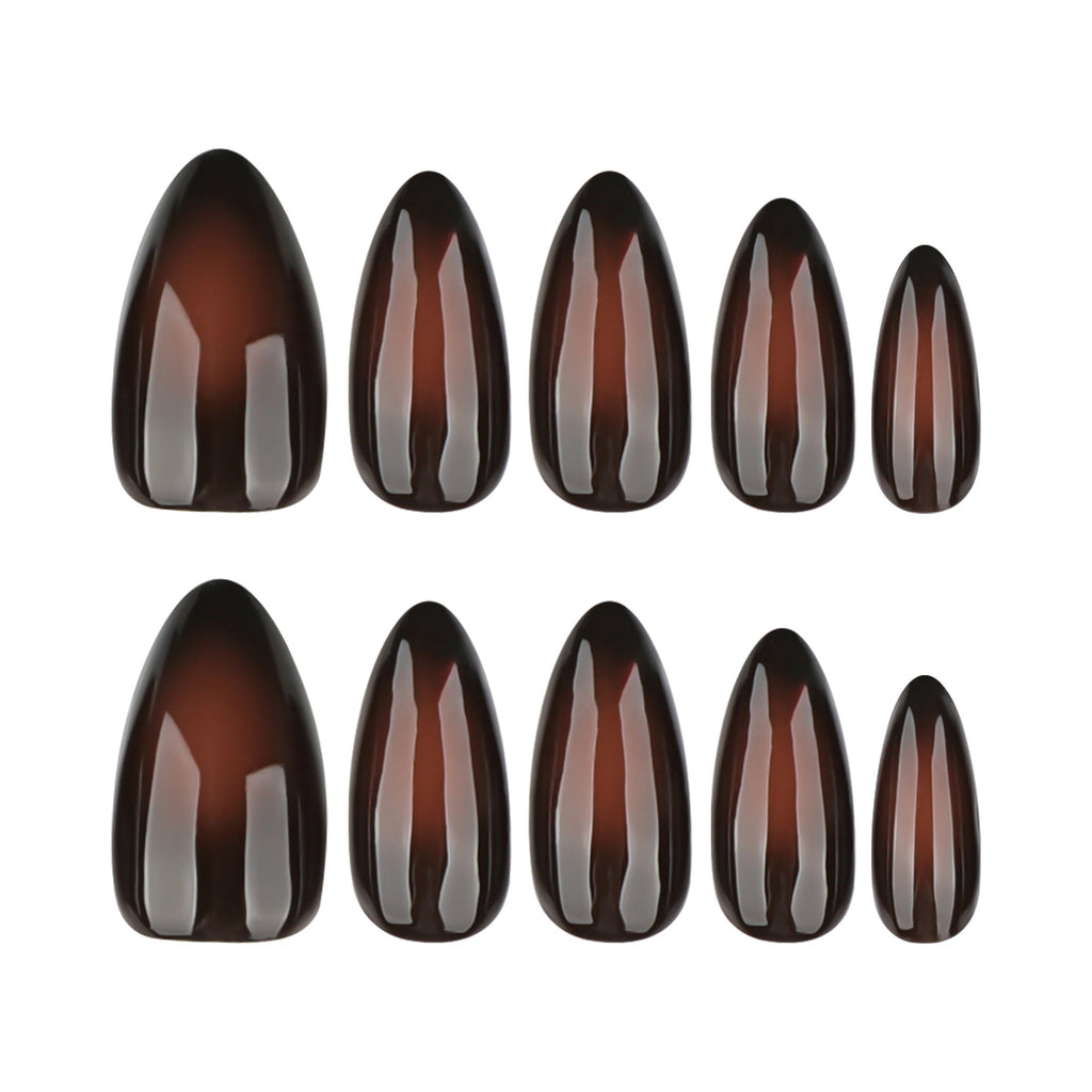 Espresso Veil brown and black smoky almond press-on nails, alternate view 5