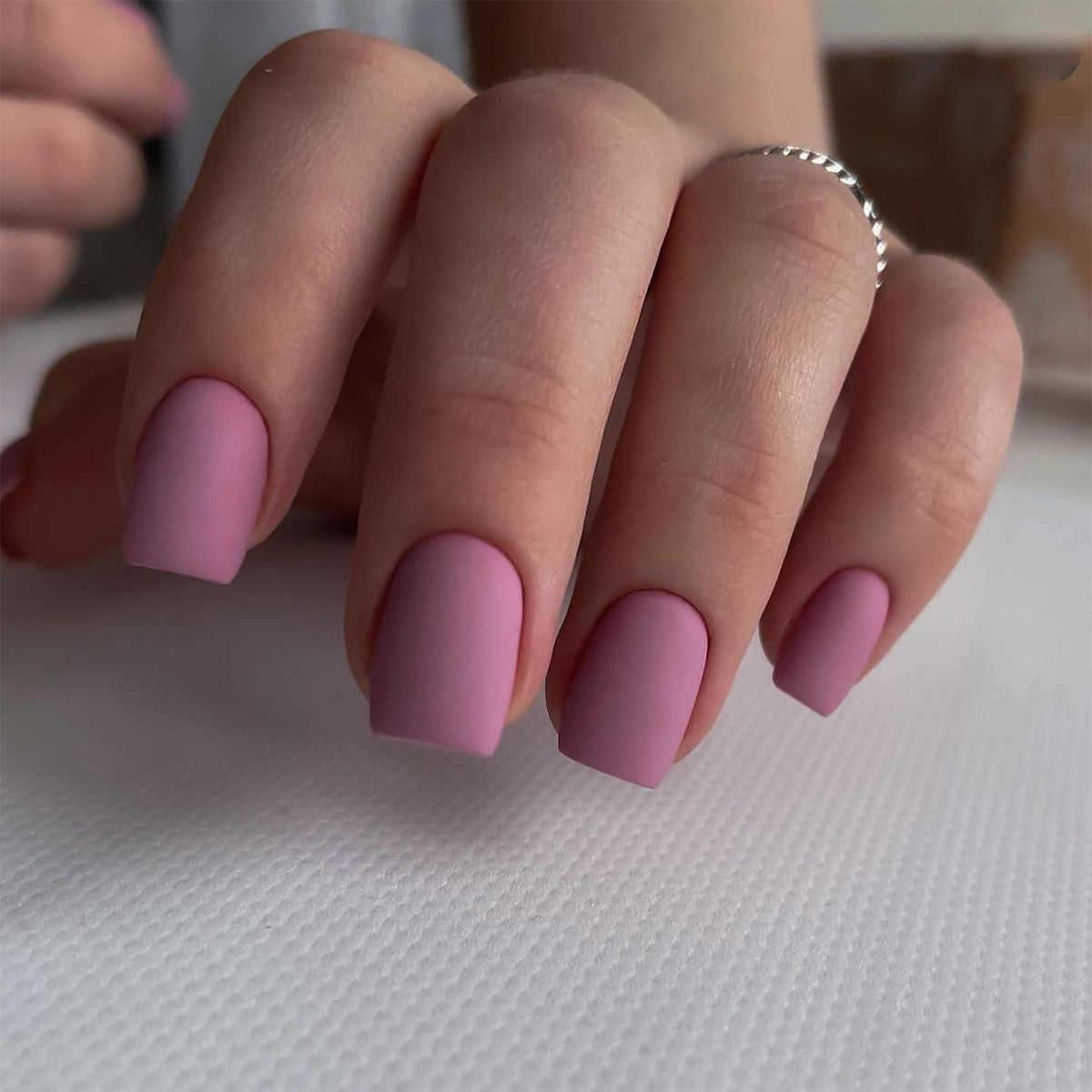 Frosted Solid Square press-on nail collection