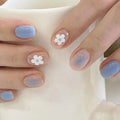 Blue Blossom Blush baby blue floral press-on nails