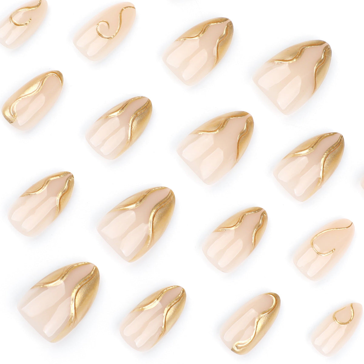 Gilded Abstract Almond 3D gold short almond press-on nails