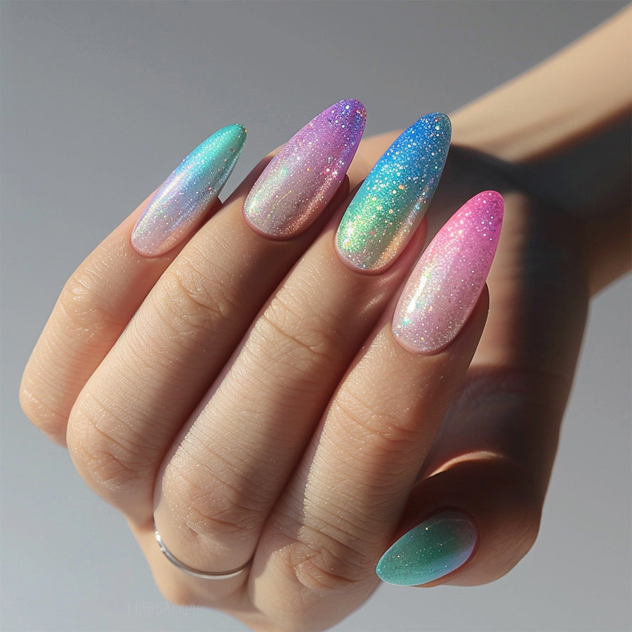 Pearlescent Cat Eye Fade press-on nails
