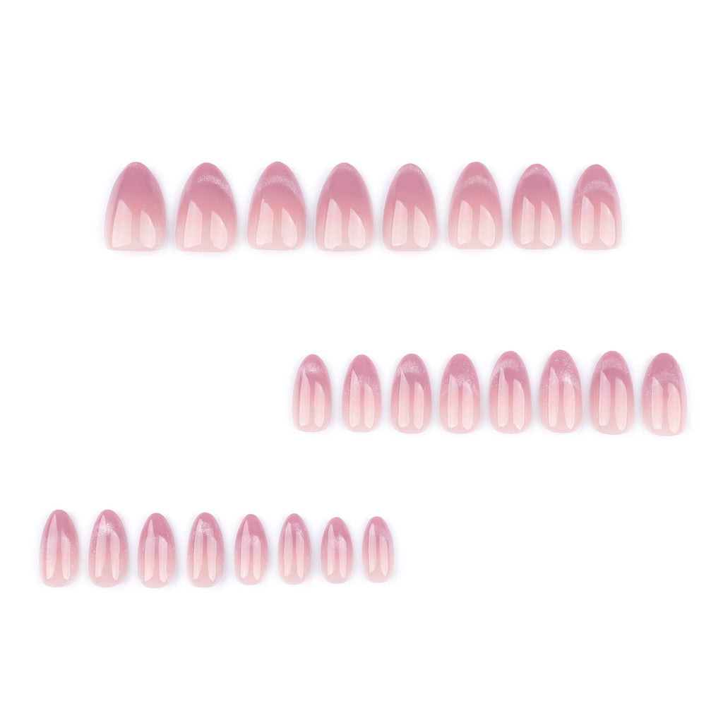 Orchid Cat Eye French pink and purple short almond press-on nails