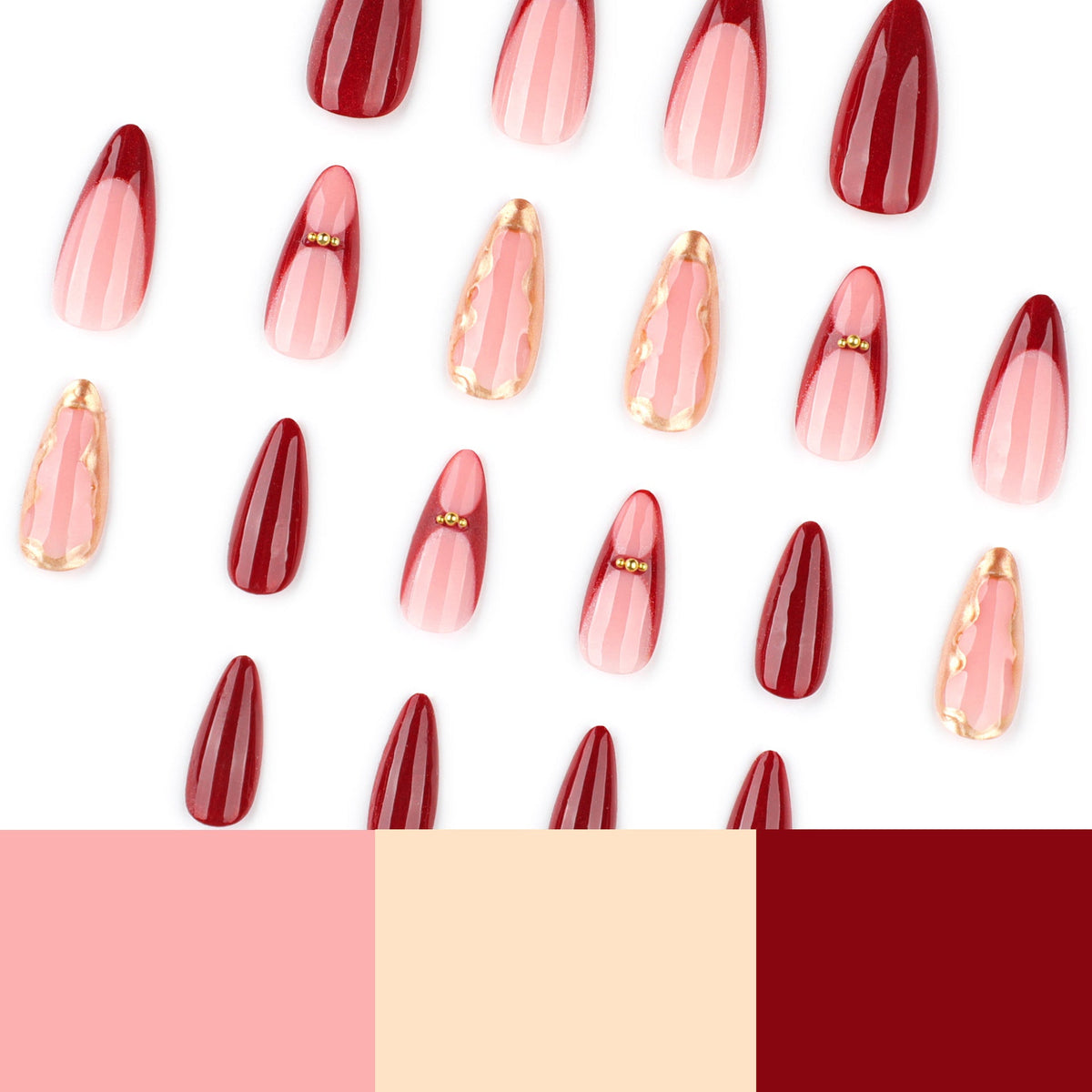 Scarlet French Almond red press-on nails