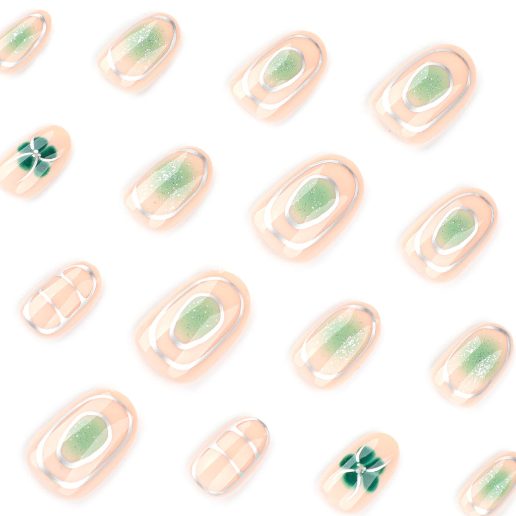 Green Garden almond press-on nails