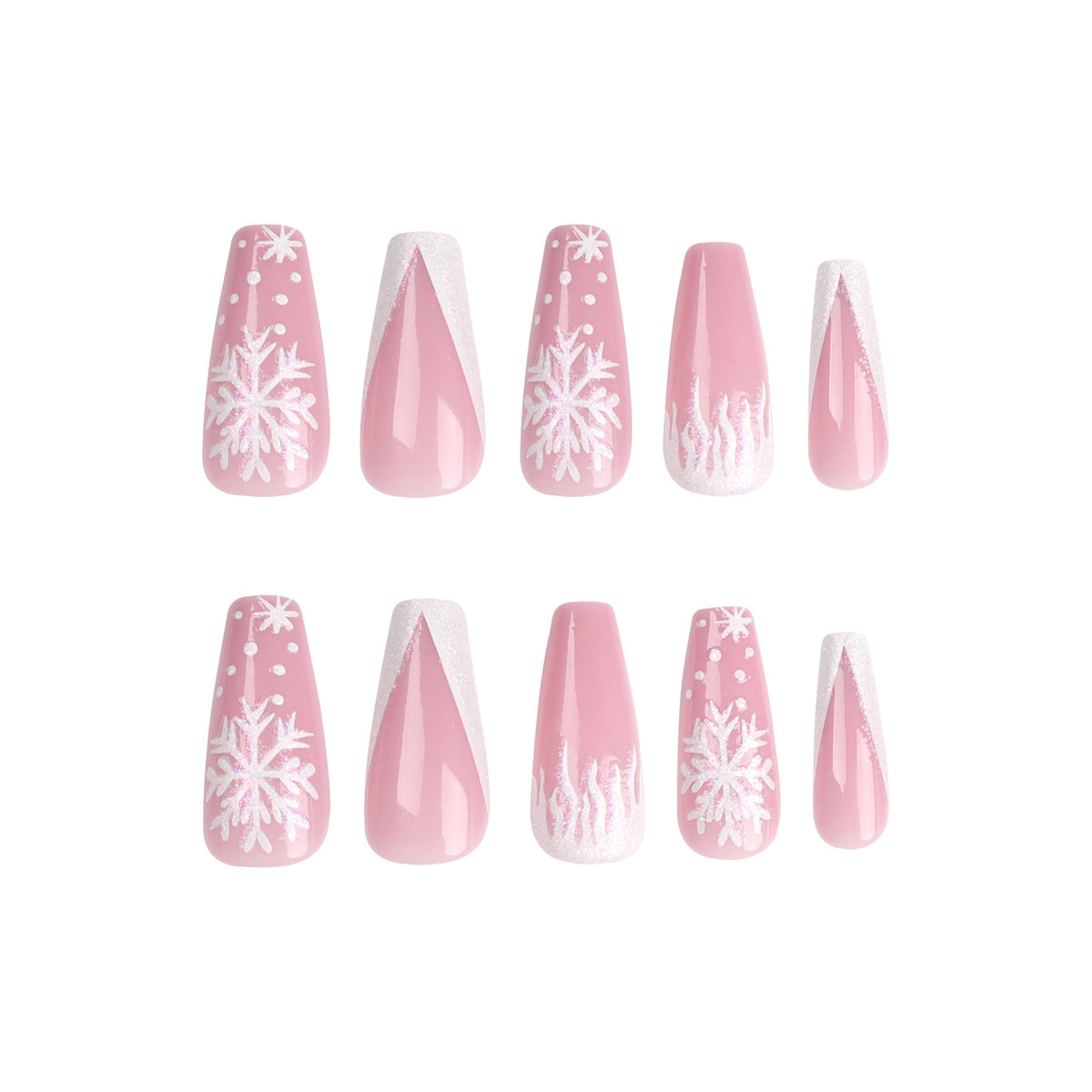 Snowflake Noel Christmas press-on nails