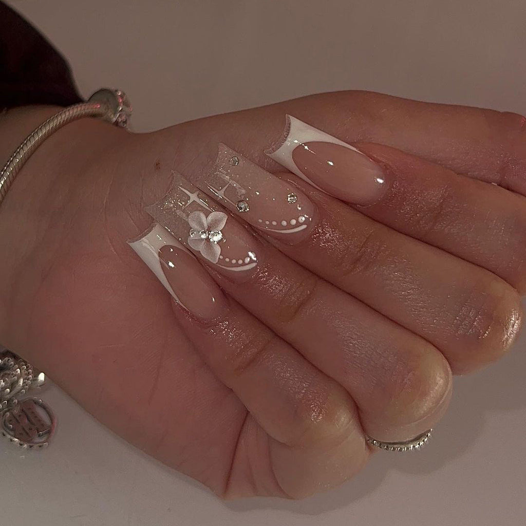 Butterfly Sparkle rhinestone press-on nails