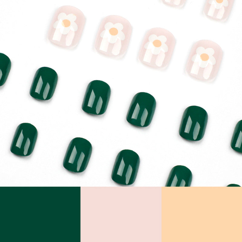 Green Blossom floral press-on nails