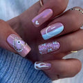 Flame and Bloom Mix glitter press-on nails