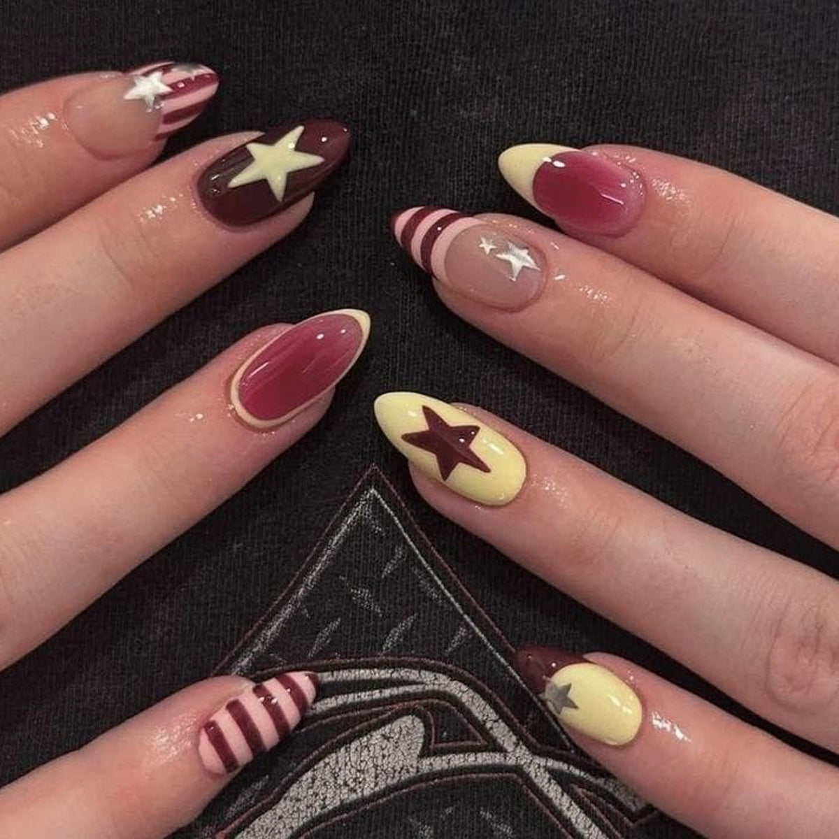 Celestial Star Almond press-on nails