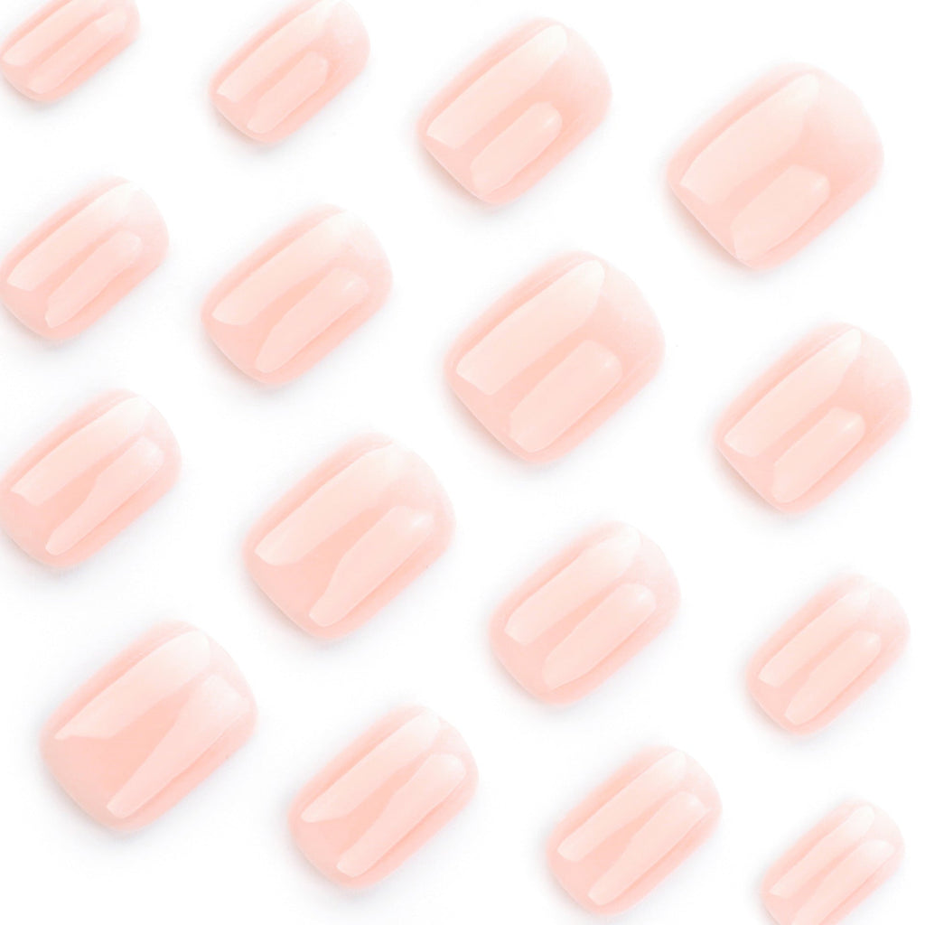Porcelain Fade Square short press-on nails
