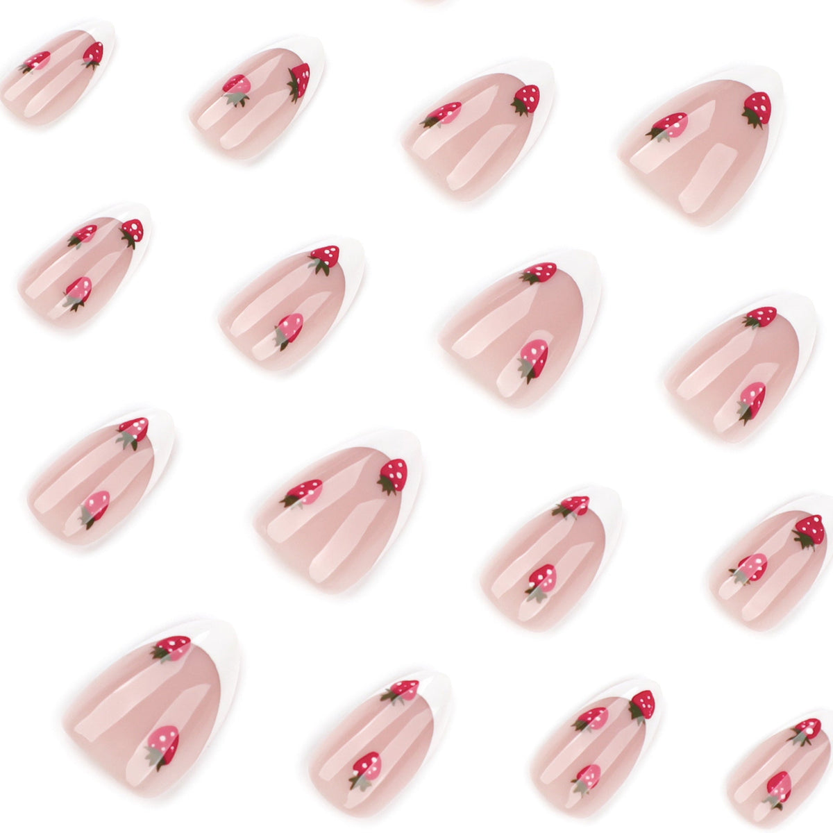 Strawberry French Almond short press-on nails