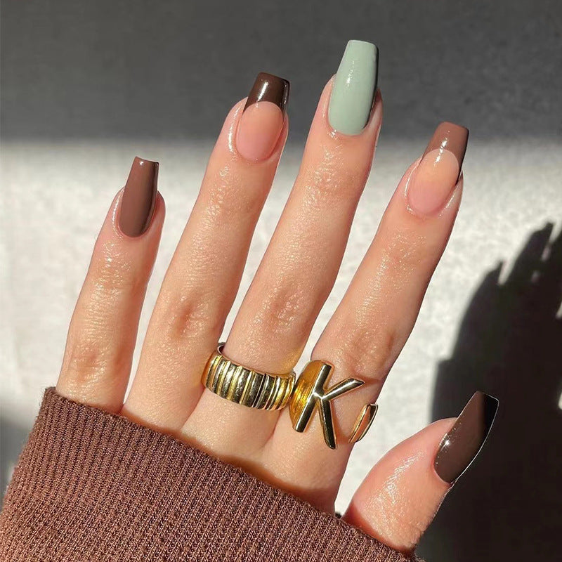 Cocoa French brown press-on nails