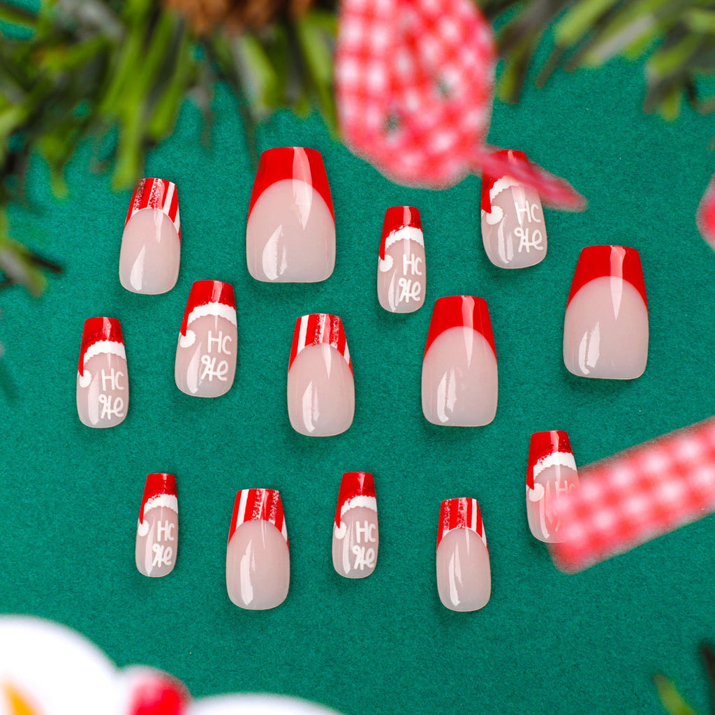 Holiday French Christmas press-on nails
